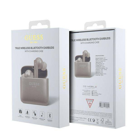 Guess GUTWSSU20ALEGP TWS Bluetooth-Kopfhörer + Dock Roségold/Roségold mit gedrucktem Logo
