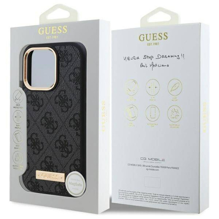 Original Case IPHONE 16 PRO Guess Hardcase 4G Logo Plate MagSafe (GUHMP16LU4GPRK) black