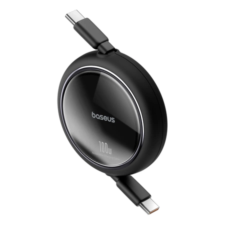 Baseus Free2Draw Mini USB-C – USB-C 100 W 1 m einziehbares Kabel – Schwarz
