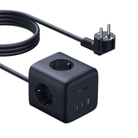 Baseus EnerFill FA11 67W Steckdosenleiste, USB-A + USB-C Würfel + 3 x EU-Steckdose 1,5m - Schwarz