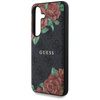 Original Handyhülle SAMSUNG GALAXY S25 Guess Leather 4G Flowers Print Metal Classic Logo MagSafe schwarz