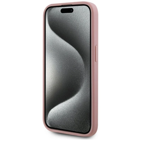 Karl Lagerfeld Wrinkled Metal Signature iPhone 15 Pro Hülle - Rosa
