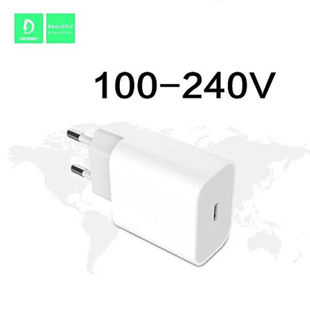 ŁADOWARKA SIECIOWA 3,6A 20W BIAŁA DENMEN 3600mA DC06 TYP-C PD SINGLE
