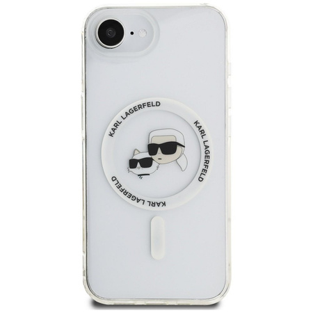 KARL LAGERFELD futerał do IPHONE 16e (SE 4 2025) kompatybilny z MagSafe KLHMPSE4HLSKCH (IML Metal KC Heads) biały