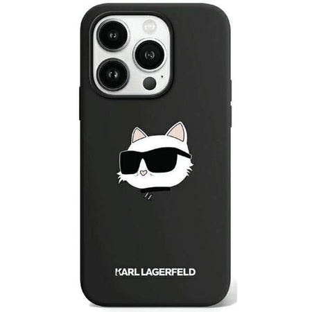 Oryginalne Etui KARL LAGERFELD hardcase Silicone Choupette Head MagSafe KLHMP15LSCHPPLK do Iphone 15 Pro Czarny