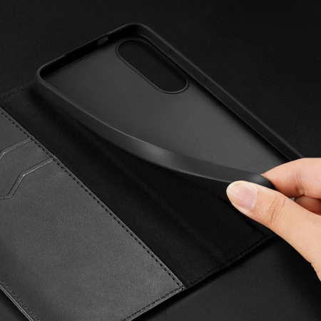 Dux Ducis Hivo Samsung Galaxy S25 Edge Case with Flip and RFID Protection - Black