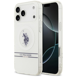 Etui US Polo DH and Bottom Stripe Logo MagSafe do iPhone 17 Pro Max biały