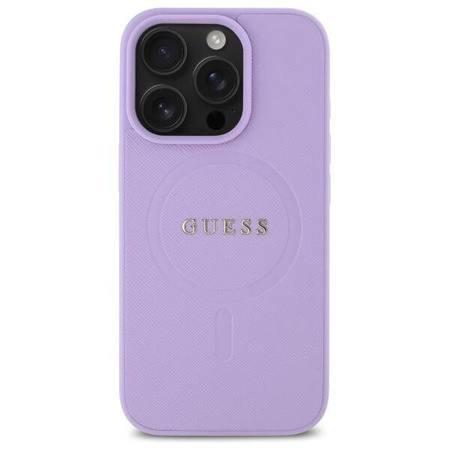 Original Case IPHONE 16 PRO Guess Hardcase Saffiano MagSafe (GUHMP16LPSAHMCU) purple