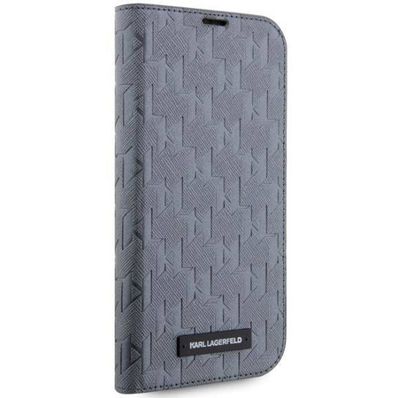 Karl Lagerfeld KLBKP14XSAKLHPG iPhone 14 Pro Max 6.7" bookcase srebrny/silver Saffiano Monogram