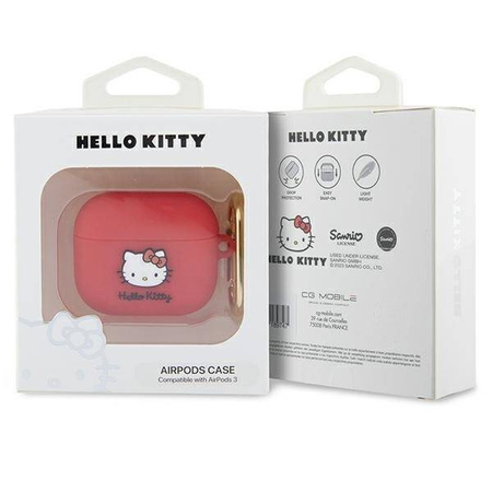Hello Kitty Silikon 3D Kitty Head Hülle für AirPods 3 – Fuchsia