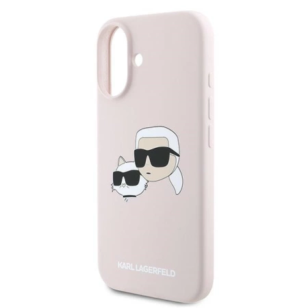 Karl Lagerfeld Silicone Case Heads Print MagSafe for iPhone 16 Plus - Pink