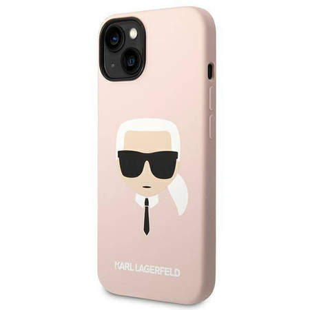 Original Handyhülle IPHONE 14 PLUS Karl Lagerfeld Hardcase Silicone Karl`s Head Magsafe hell-pink