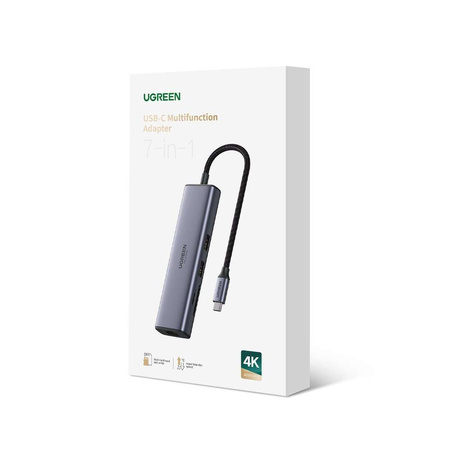 Multifunctional HUB 5in1 USB-C - HDMI 1.4 / 3 x USB-A / USB-C PD 100W Ugreen CM511 - gray