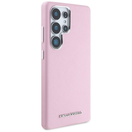 Original Case SAMSUNG GALAXY S25 ULTRA Karl Lagerfeld Saffiano Full Wrapped Elongated Metal Logo MagSafe pink