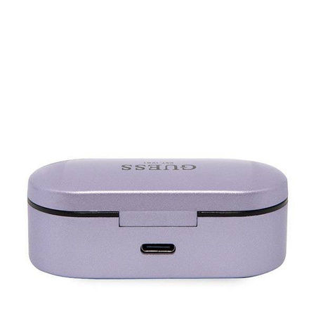 Słuchawki Bluetooth Guess TWS + stacja dokująca - fioletowe