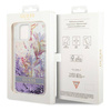 Case IPHONE 14 PLUS Guess Hardcase Flower Liquid Glitter purple