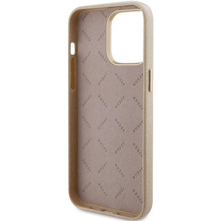 Guess Glitter Glossy Script Hülle für iPhone 15 Pro Max – Gold
