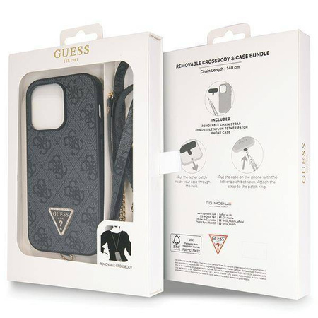 Oryginalne Etui IPHONE 14 PRO Guess Hardcase Crossbody 4G Metal Logo (GUHCP14LP4TDSCPK) czarne
