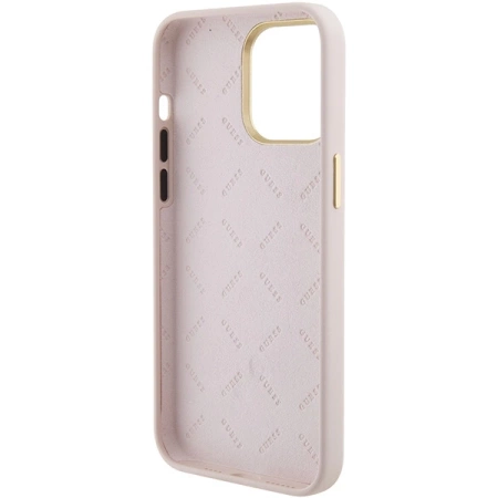 Guess Silicone Logo Strass 4G Case für iPhone 15 Pro Max - Rosa