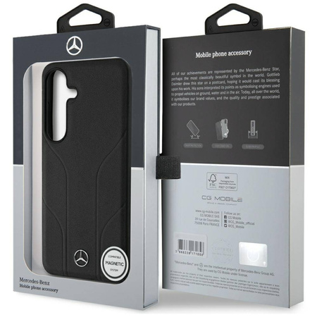 Etui SAMSUNG GALAXY S25+ Mercedes AMG Hardcase Leather Debossed Lines MagSafe czarne