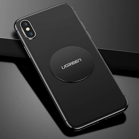 Płytki metalowe Ugreen LP123 60410 okrągłe / prostokątne do uchwytów magnetycznych na telefon - czarne (2 szt.)