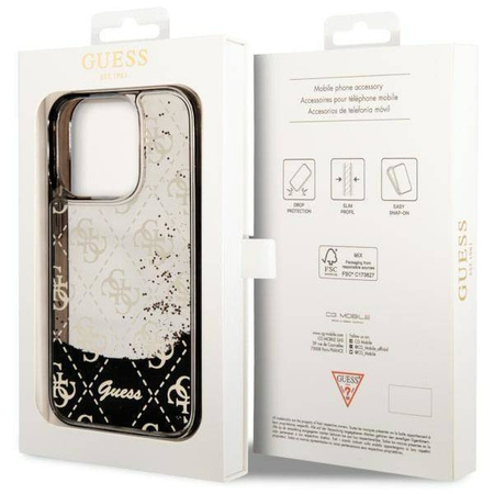 Guess GUHCP14LLC4PSGK iPhone 14 Pro 6.1" schwarz/schwarz Hardcase Liquid Glitter 4G Transculent