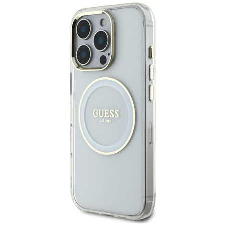 Guess IML Metal Colored Circle Classic Logo MagSafe - Etui do iPhone 16 Pro Max (biały)