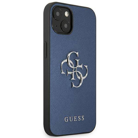 Guess nakładka do iPhone 13 Mini 5,4" GUHCP13SSA4GSBL niebieski hard case Saffiano 4G Metal Logo