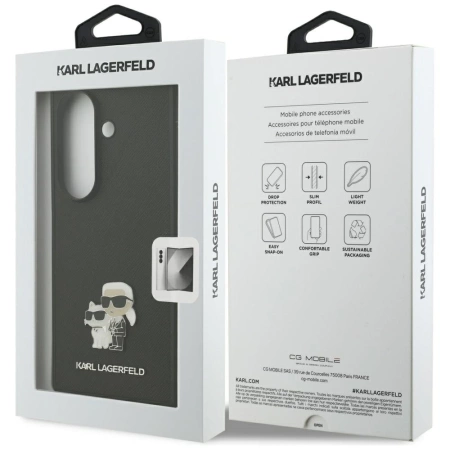 Etui Karl Lagerfeld Saffiano Karl&Choupette Pin na Samsung Galaxy Z Fold7 - czarne