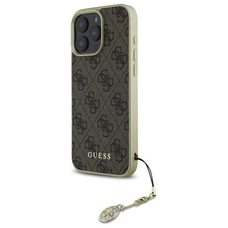 Original Handyhülle IPHONE 16 PRO Guess Hardcase 4G Charms Collection (GUHCP16LGF4GBR) braun
