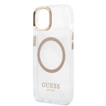 Guess GUHMP13MHTRMD iPhone 13 6.1 "Gold / Gold Hartschalenetui Metal Outline Magsafe