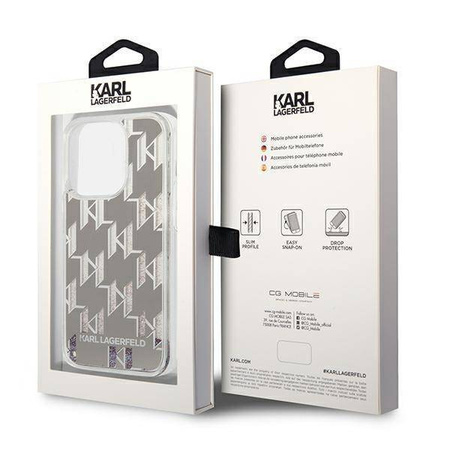 Original Case IPHONE 14 PRO MAX Karl Lagerfeld Hardcase Liquid Glitter Monogram (KLHCP14XLMNMS) silver