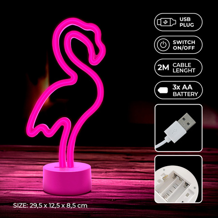 Neon na podstawce LED FLAMING różowy USB-C FSC-11 Forever Light