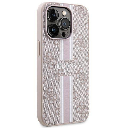 Guess nakładka do iPhone 15 Pro Max 6,7&quot; GUHMP15LP4RPSP HC MAGSAFE 4G PRINTED STRIPES różowa
