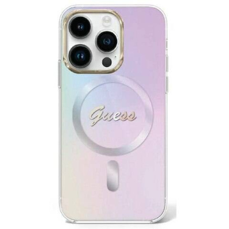 Original Case APPLE IPHONE 15 PRO Guess Hardcase IML Iridescent MagSafe (GUHMP15LHITSU) purple