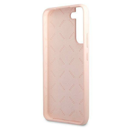 Guess GUHCS22MLSLMGPP S22 + S906 rosa / rosa Hardcase Silikon-Schriftzug Metall-Logo