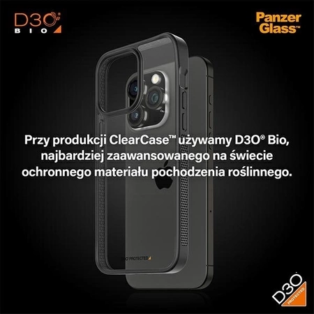 PanzerGlass ClearCase Hülle für iPhone 15 Pro Max mit Militärzertifizierung – Transparent und Schwarz