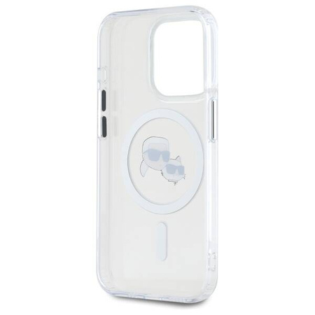 Etui Karl Lagerfeld IML Metal Karl&Choupette Head MagSafe na iPhone 15 Pro - białe