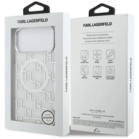 Karl Lagerfeld IML KL Monogram MagSafe Case für iPhone 17 Pro Max – Weiß