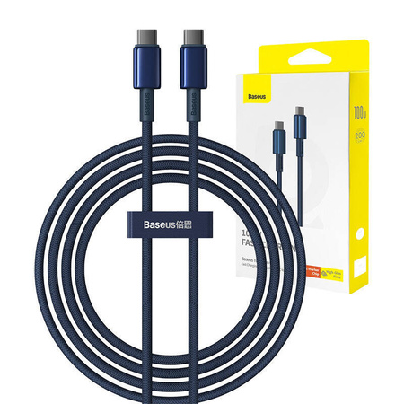 Kabel 100W 5A 2m USB-C - USB-C Baseus Tungsten Glod niebieski
