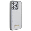 Guess Pailletten-Schriftzug-Metallgehäuse für iPhone 15 Pro Max – Silber