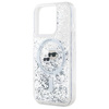 Original Case IPHONE 15 PRO Karl Lagerfeld Hardcase Liquid Glitter Karl&Choupette Head MagSafe (KLHMP15LLGKCSGH) transparent