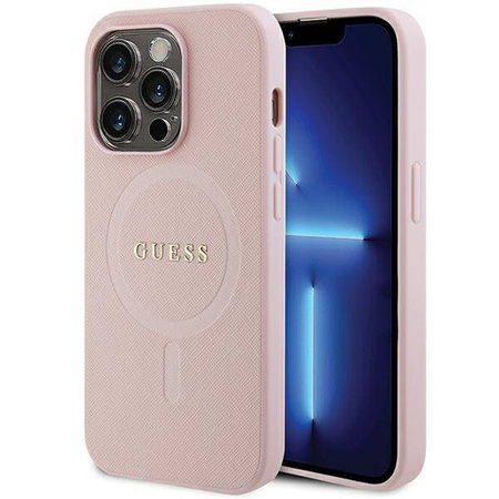 Guess GUHMP13LPSAHMCP case for iPhone 13 Pro / 13 - pink Saffiano MagSafe