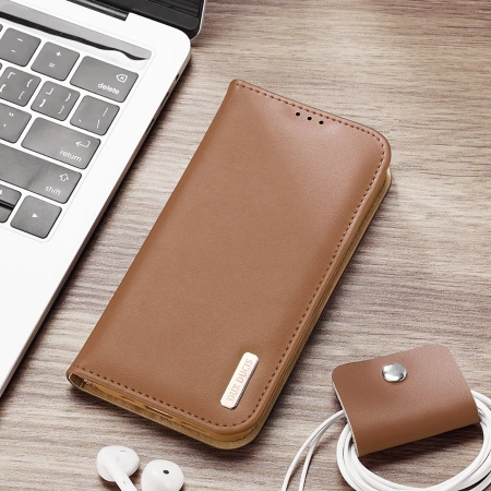 Dux Ducis Hivo iPhone 16e Case with Flip and RFID Protection - Brown