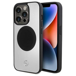 Original Handyhülle APPLE IPHONE 15 PRO Mercedes Hardcase Leather&Alu MagSafe (MEHMP15L23ACMS) silber