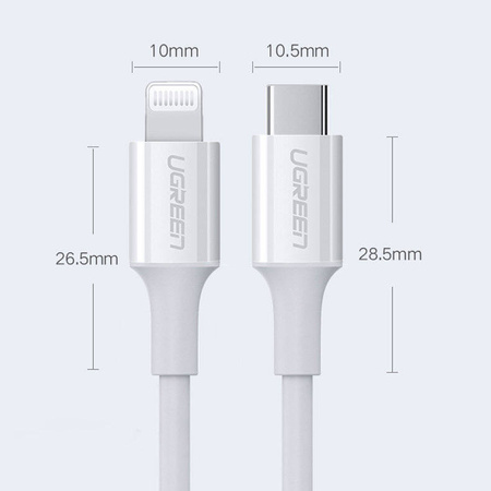 Ugreen MFi cable USB Type C cable - Lightning 3A 0.5 m white (US171)