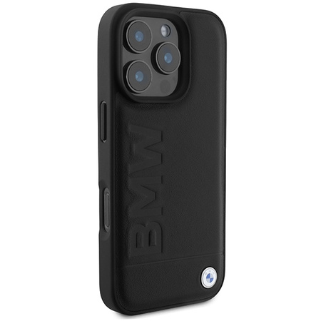 BMW BMHMP16XSLLBK iPhone 16 Pro Max 6.9" czarny/black hardcase Leather Hot Stamp MagSafe