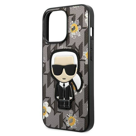 Original Handyhülle IPHONE 13 PRO Karl Lagerfeld Flower Ikonik Karl (KLHCP13LPMNFIK1) grau