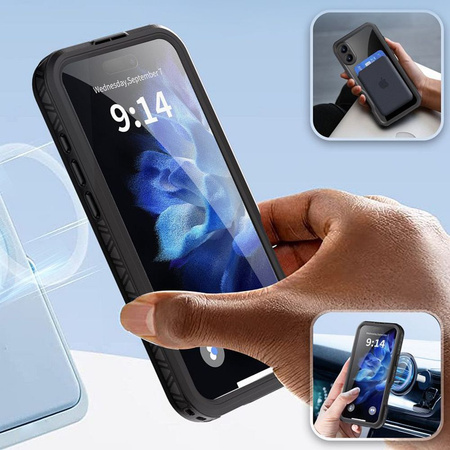 Futerał wodoodporny SHELLBOX GT kompatybilny z MagSafe do IPHONE 16 Plus czarny