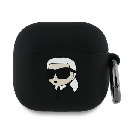 Original Handyhülle APPLE AIRPODS 4 Karl Lagerfeld Silicone Karl Head 3D (KLA4RUNIKK) schwarz